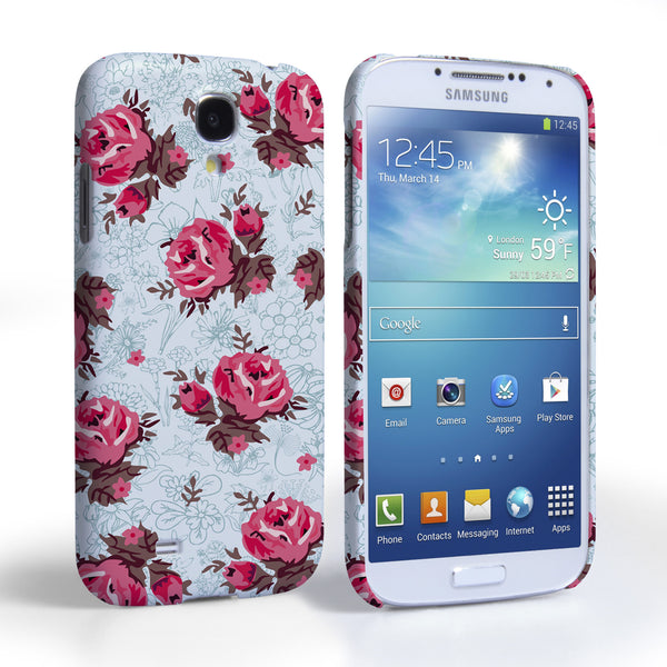 Caseflex Samsung Galaxy S4 Vintage Roses Wallpaper Hard Case – Light Blue
