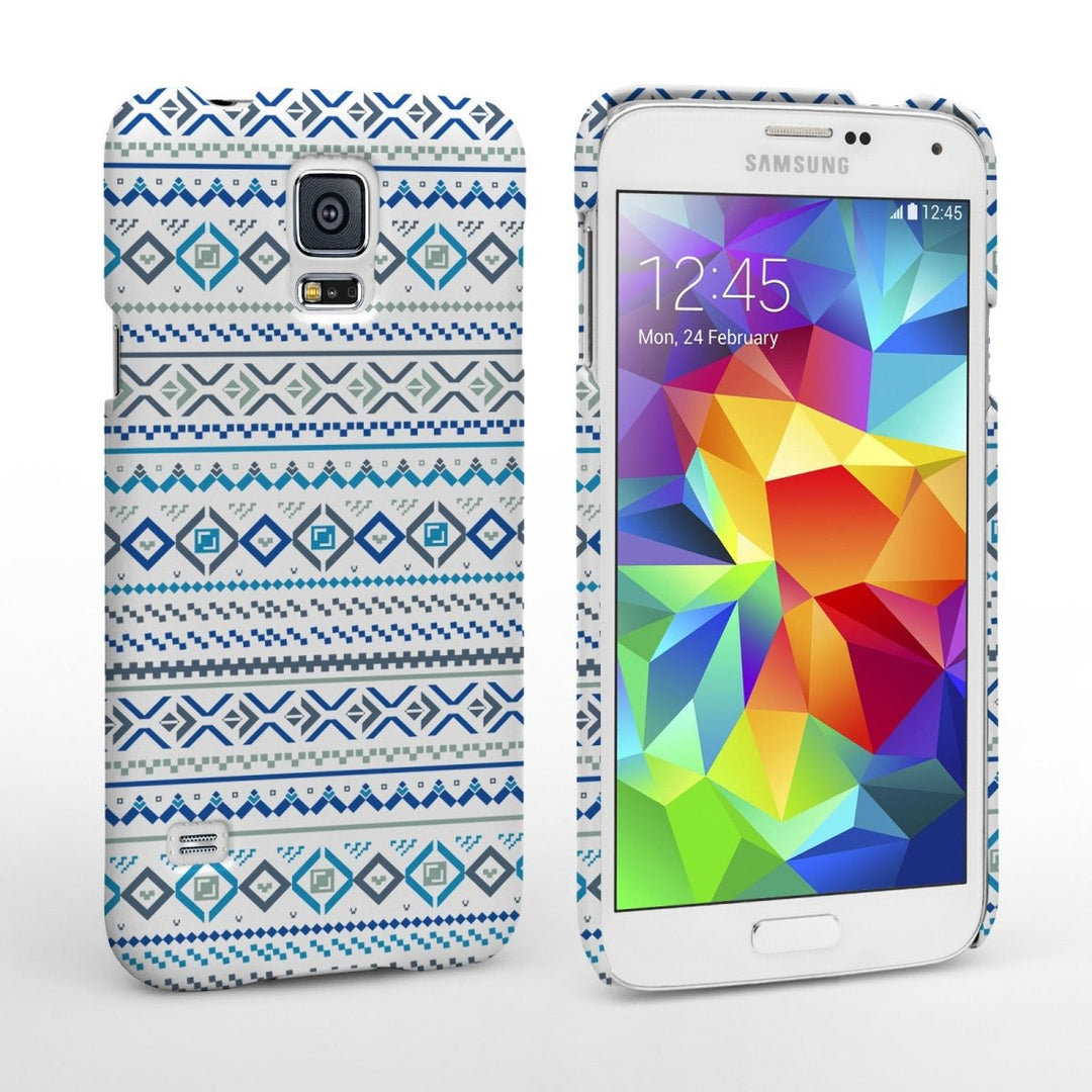 Caseflex Samsung Galaxy S5 Fairisle Case – Blue With White Background - Mobile Madhouse