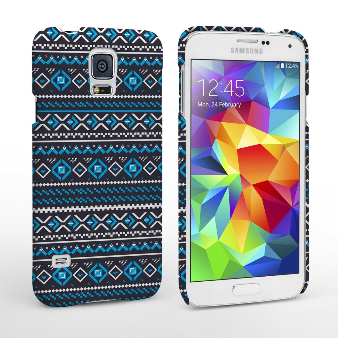 Caseflex Samsung Galaxy S5 Fairisle Case – Grey With Blue Background - Mobile Madhouse