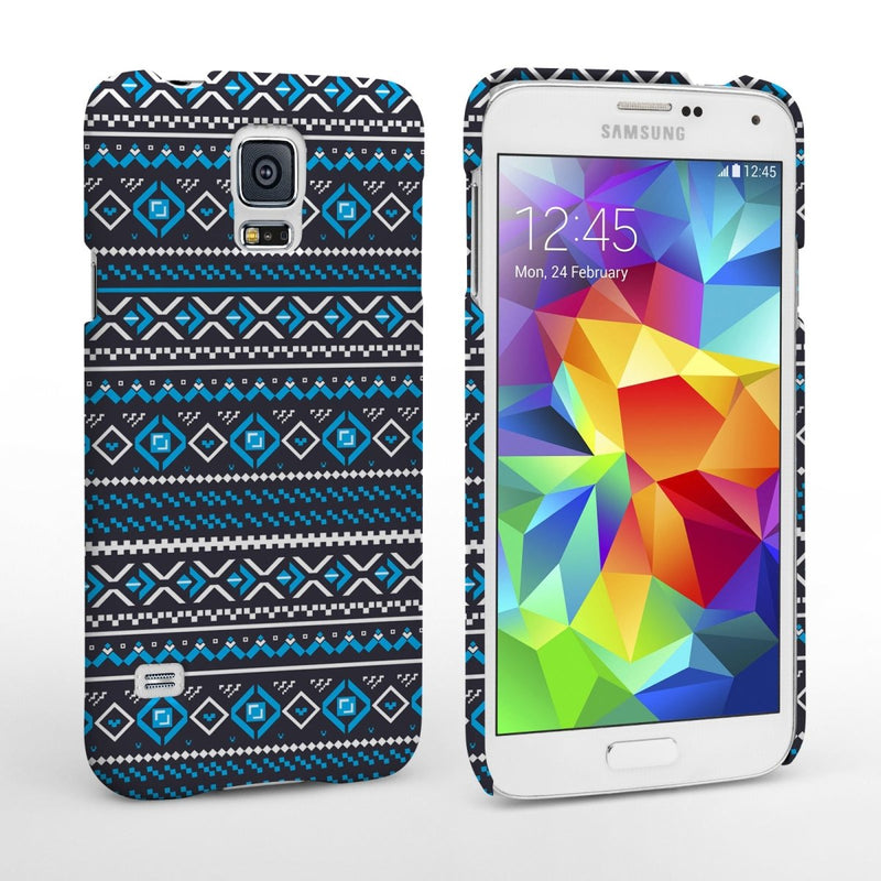 Caseflex Samsung Galaxy S5 Fairisle Case – Grey With Blue Background - Mobile Madhouse