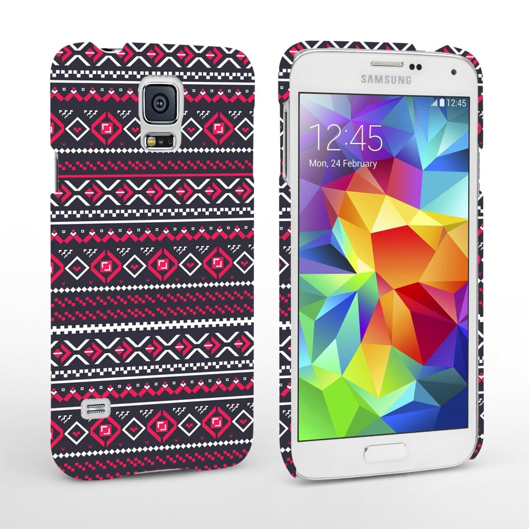 Caseflex Samsung Galaxy S5 Fairisle Case – Grey With Red Background - Mobile Madhouse