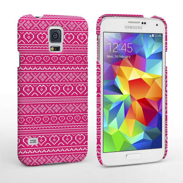 Caseflex Samsung Galaxy S5 Case Fair Isle Heart Case - Pink - Mobile Madhouse