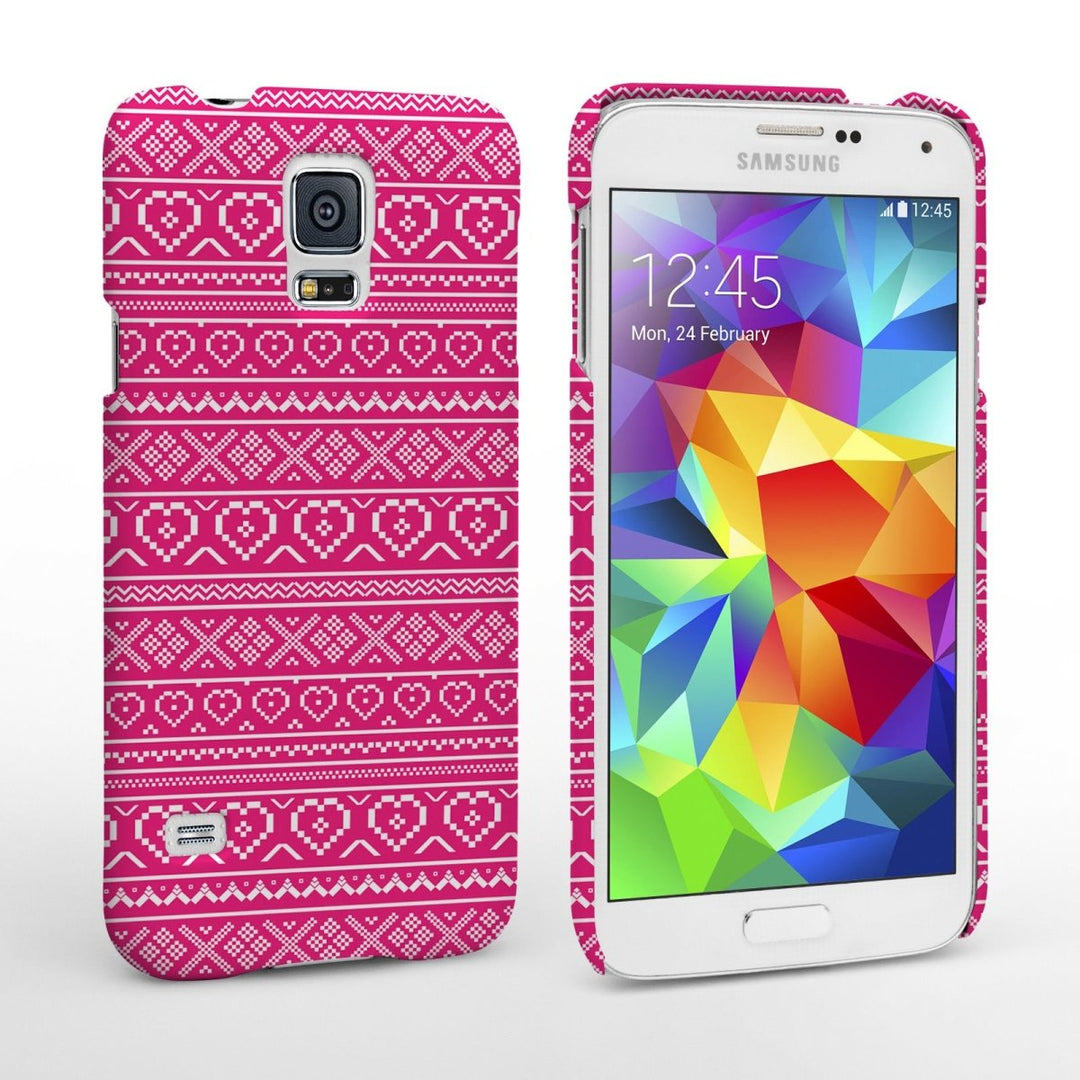 Caseflex Samsung Galaxy S5 Case Fair Isle Heart Case - Pink - Mobile Madhouse