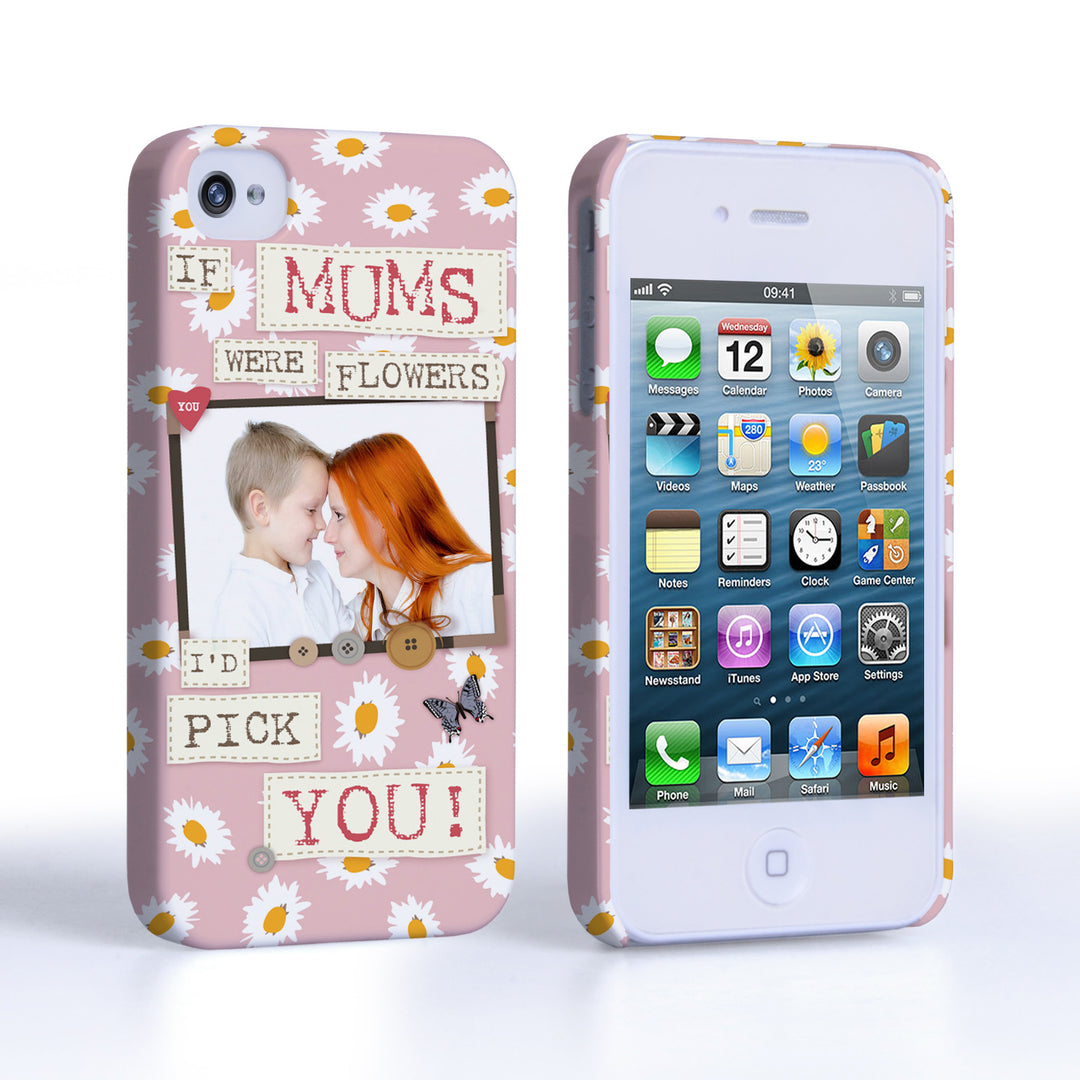 Caseflex iPhone 4 / 4S ‘If Mums Were Flowers’ Personalised Hard Case – Pink  