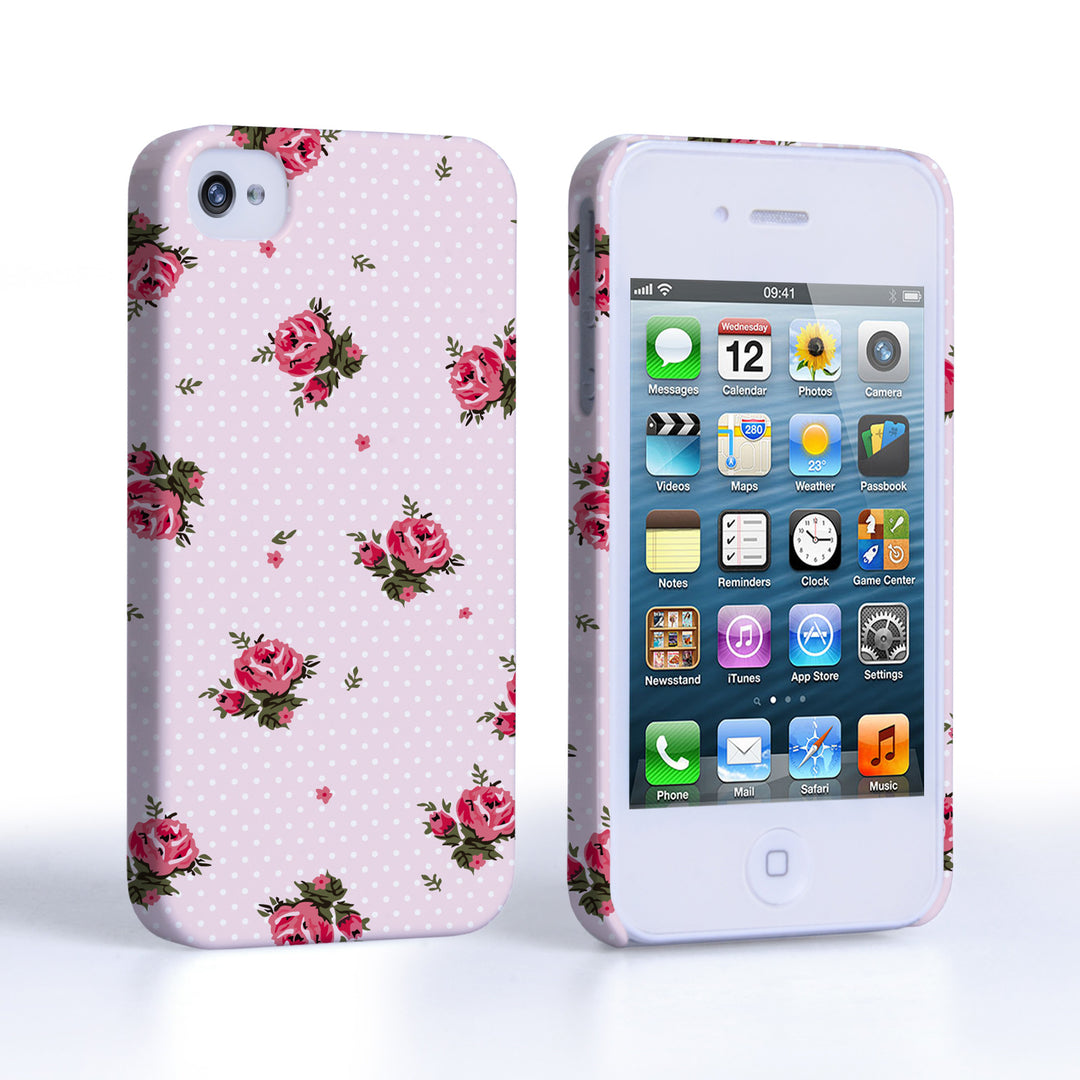 Caseflex iPhone 4 / 4S Vintage Roses Polka Dot Wallpaper Hard Case – Pink