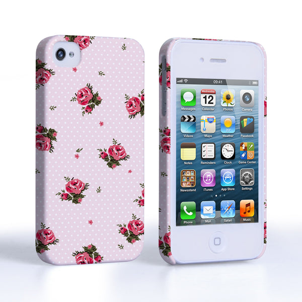 Caseflex iPhone 4 / 4S Vintage Roses Polka Dot Wallpaper Hard Case – Pink