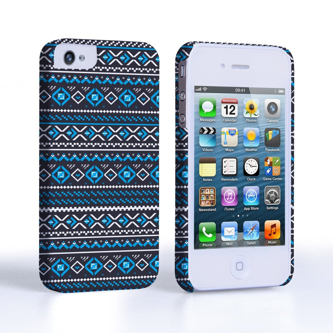 Caseflex Iphone 4/4S Fairisle Case – Grey With Blue Background - Mobile Madhouse