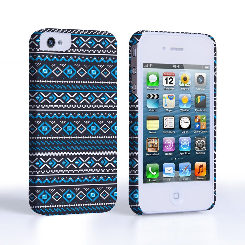 Caseflex Iphone 4/4S Fairisle Case – Grey With Blue Background - Mobile Madhouse