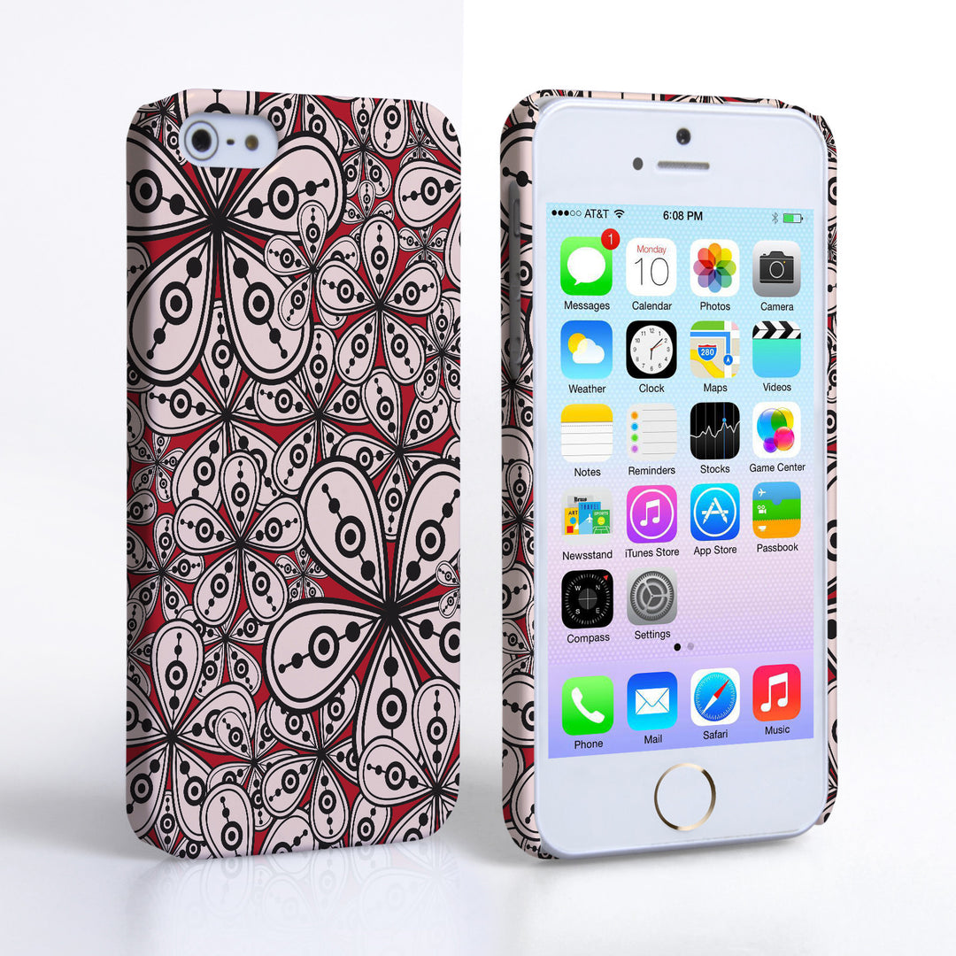 Caseflex iPhone 5/5S Retro Flower Pattern Hard Case Black White And Red 