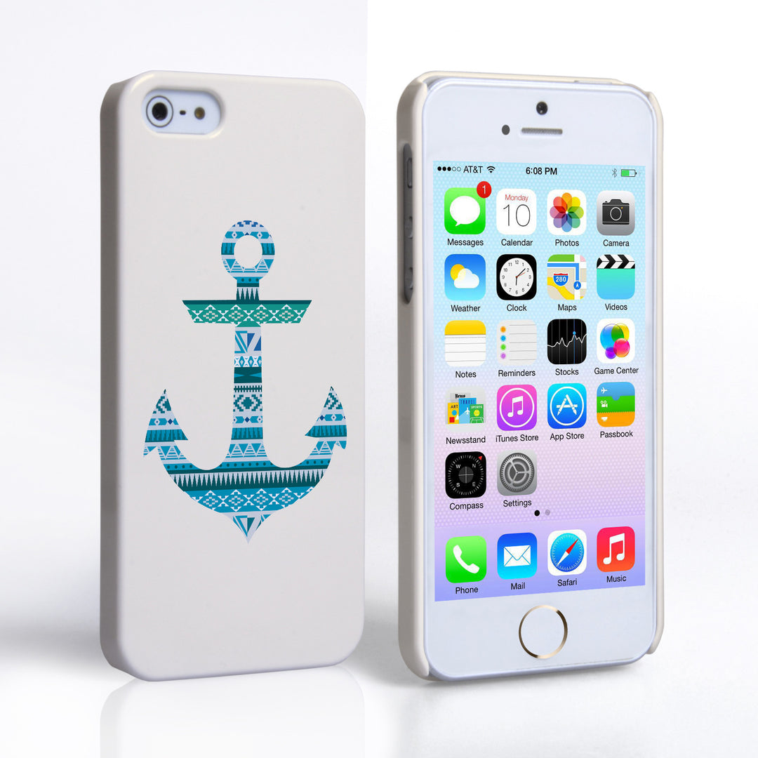 Caseflex iPhone 5 / 5S Aztec Blue Anchor Hard Case