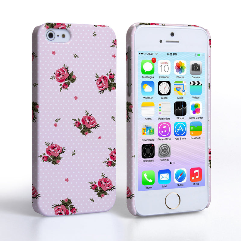 Caseflex iPhone 5 / 5S Vintage Roses Polka Dot Wallpaper Hard Case – Pink