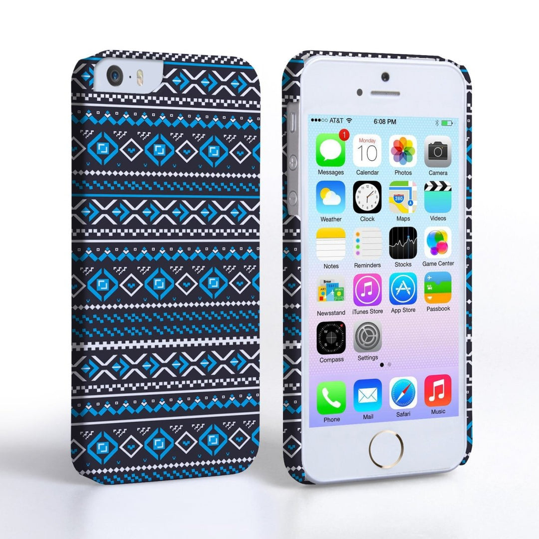 Caseflex Iphone 5/5S Fairisle Case – Grey With Blue Background - Mobile Madhouse