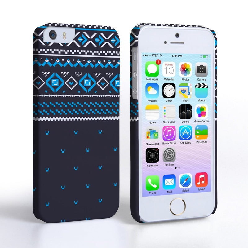 Caseflex Iphone 5/5S Fairisle Case – Grey And Blue Half Pattern - Mobile Madhouse