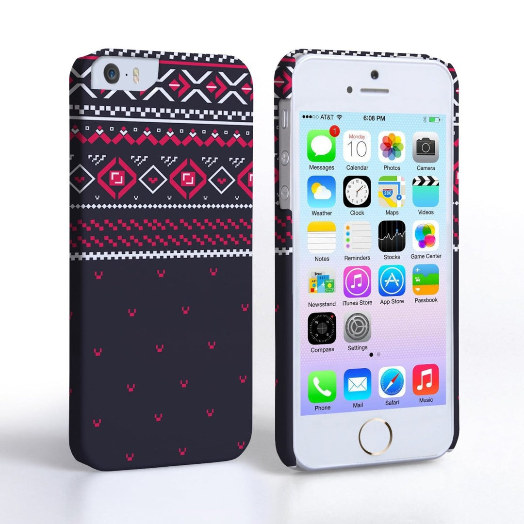 Caseflex Iphone 5/5S Fairisle Case – Grey And Red Half Pattern - Mobile Madhouse