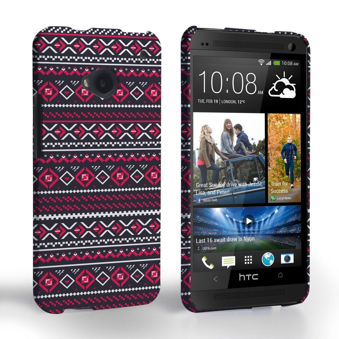 Caseflex HTC One Fairisle Case – Grey With Red Background - Mobile Madhouse