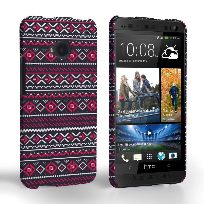 Caseflex HTC One Fairisle Case – Grey With Red Background - Mobile Madhouse