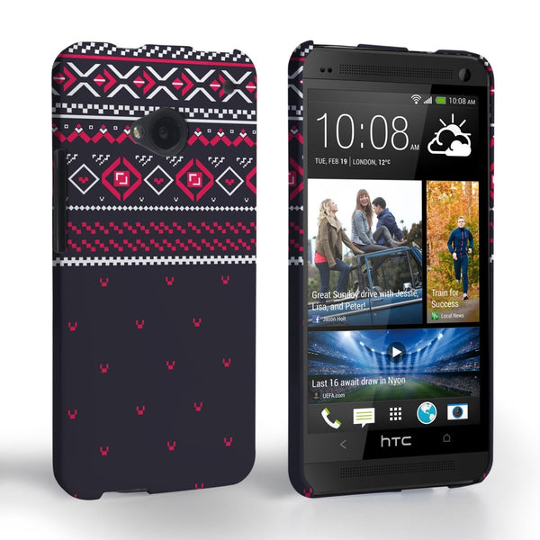 Caseflex HTC One Fairisle Case – Grey And Red Half Pattern - Mobile Madhouse