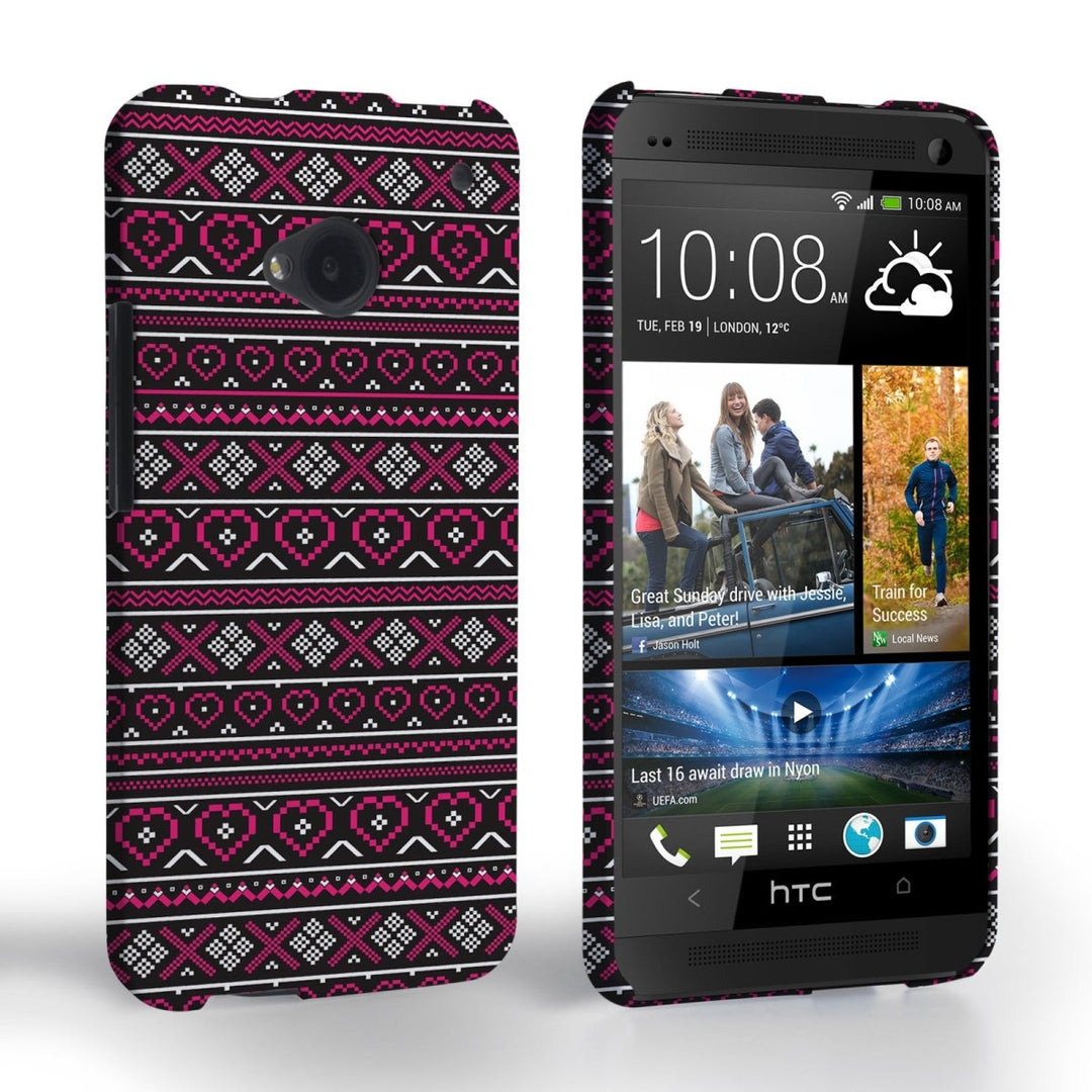 Caseflex HTC One Fairisle Case – Pink And Black - Mobile Madhouse