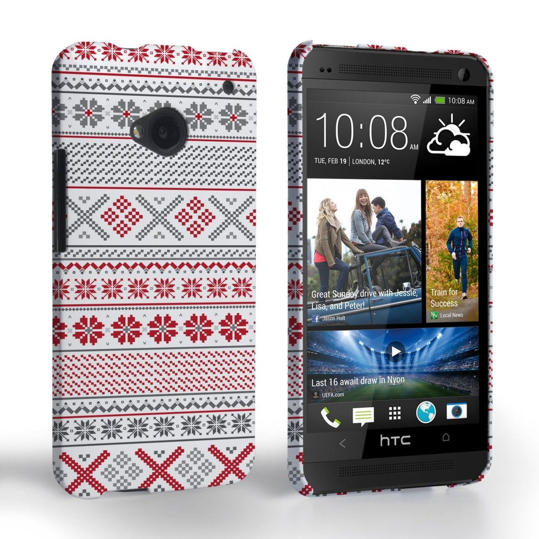 Caseflex HTC One Fairisle Case – Red, White And Grey - Mobile Madhouse