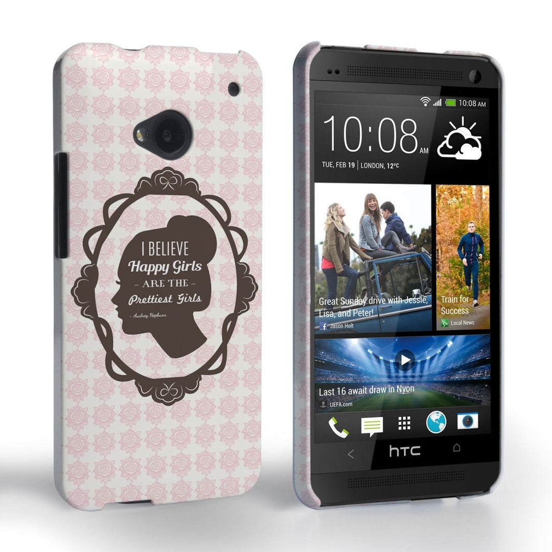 Caseflex HTC One Audrey Hepburn ‘Happy Girls’ Quote Case - Mobile Madhouse