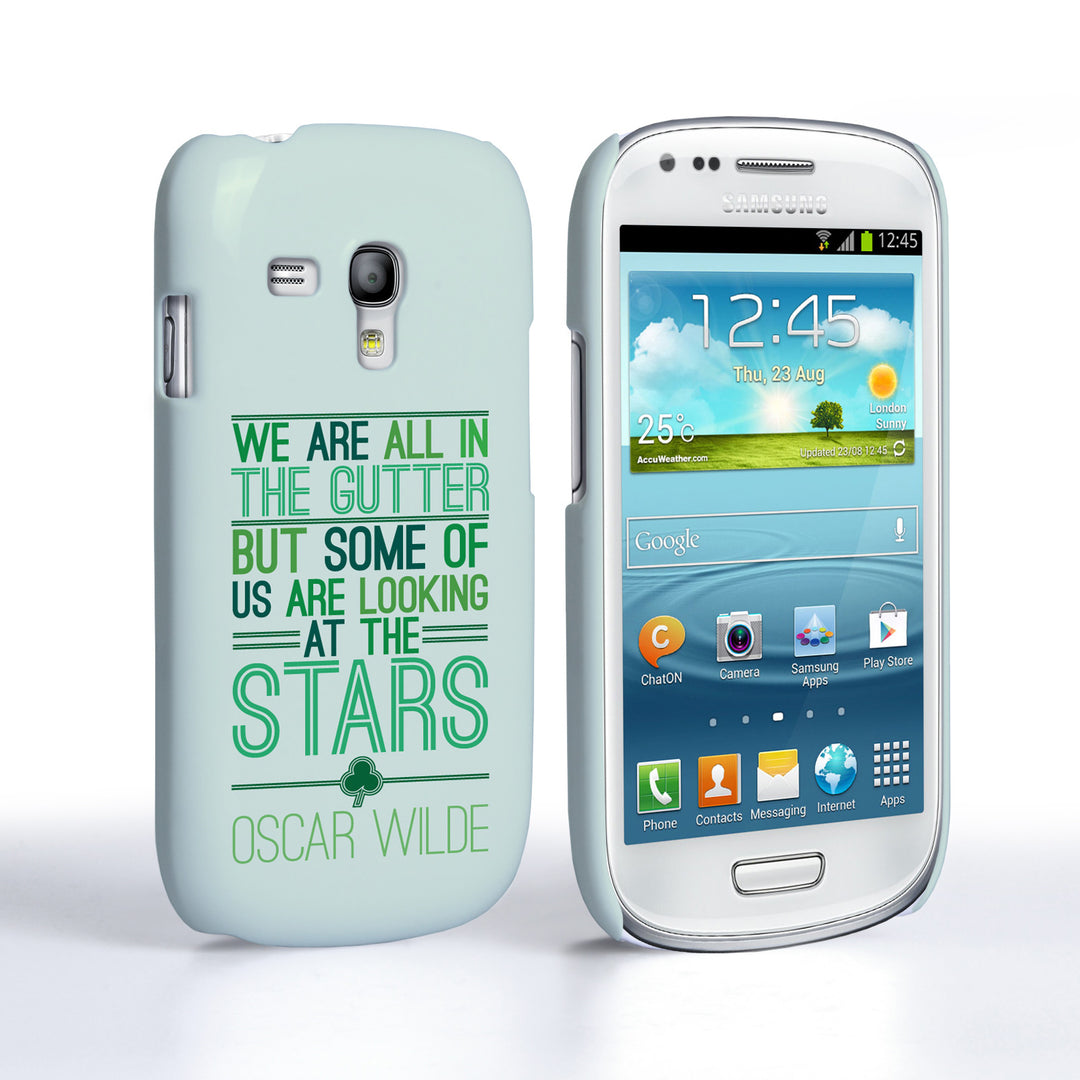 Caseflex Samsung Galaxy S3 Mini Wilde Stars Quote Hard Case – White and Green