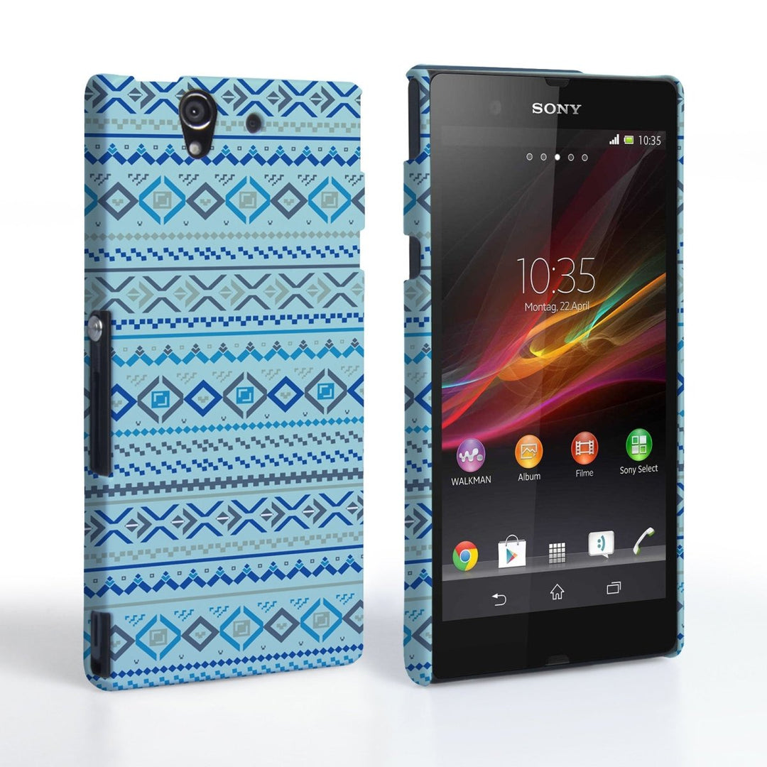 Caseflex Sony Xperia Z Fairisle Case – Blue With Blue Background - Mobile Madhouse