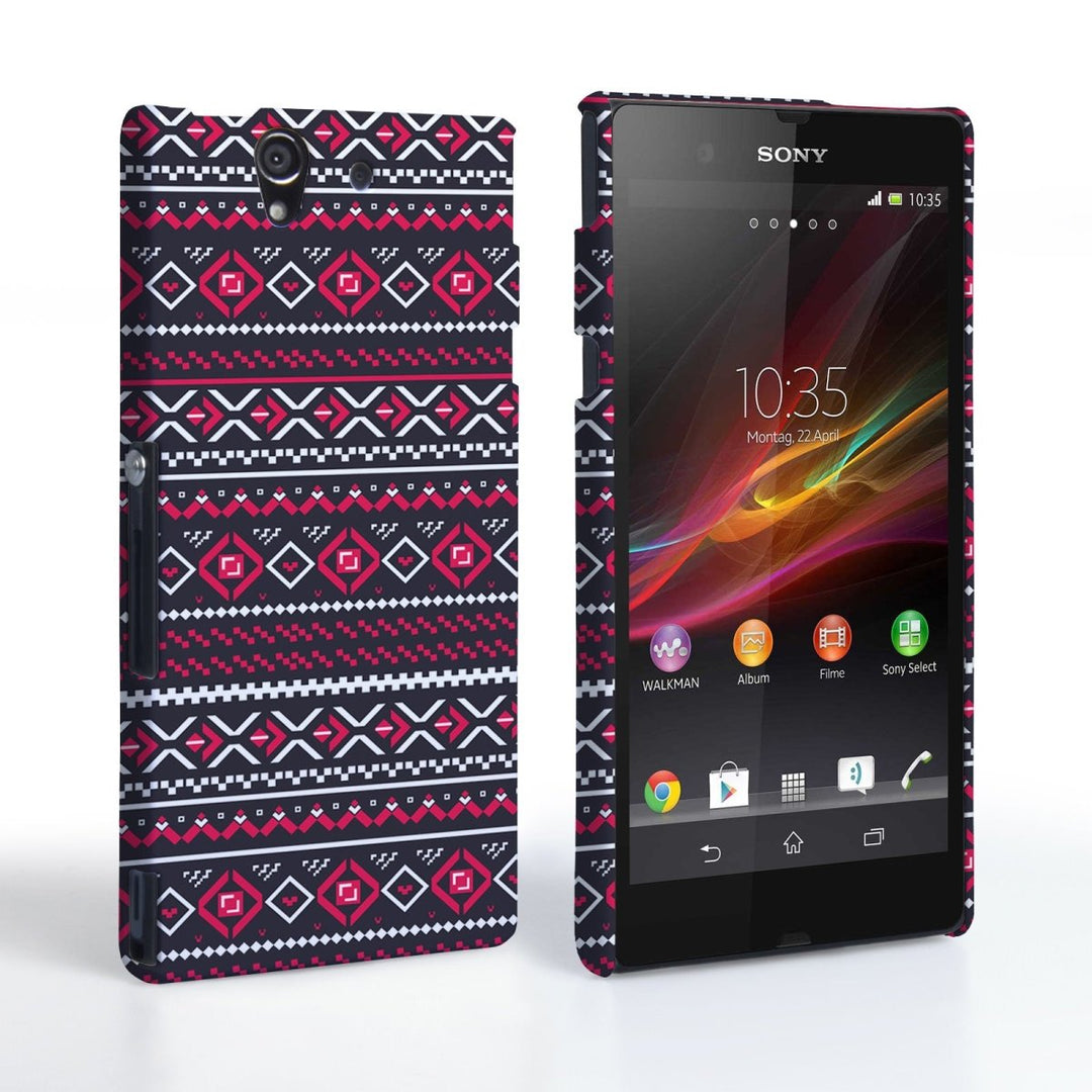 Caseflex Sony Xperia Z Fairisle Case – Grey With Red Background - Mobile Madhouse
