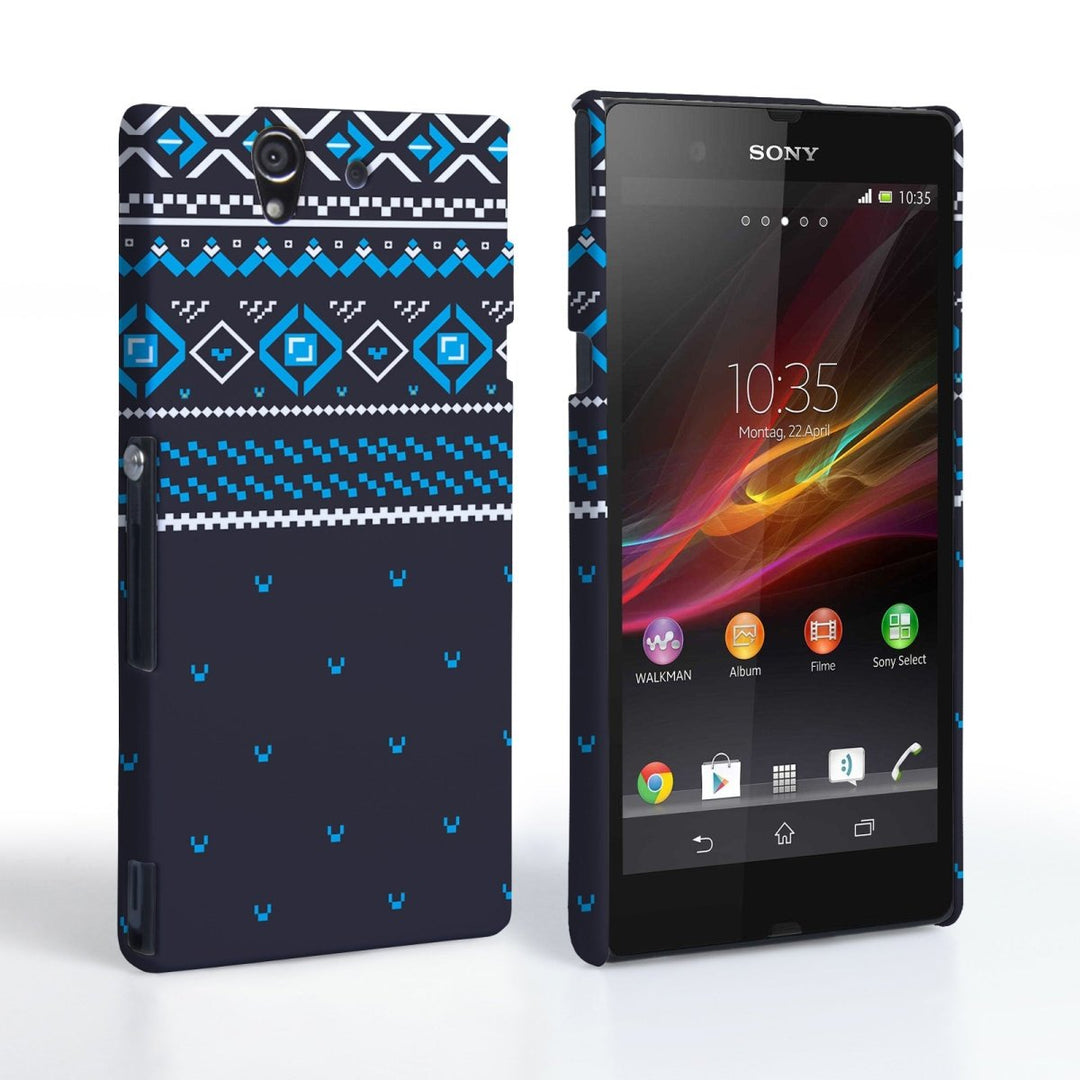 Caseflex Sony Xperia Z Fairisle Case – Grey And Blue Half Pattern - Mobile Madhouse