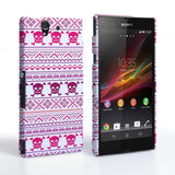 Caseflex Sony Xperia Z Fairisle Case – Pink Skull White Background - Mobile Madhouse