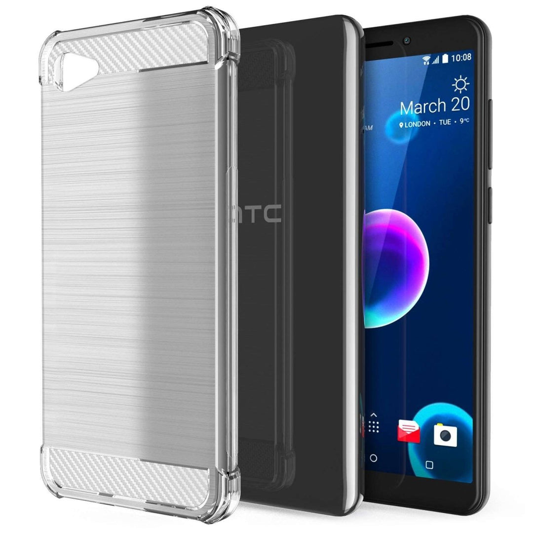 HTC Desire 12 Carbon Anti Fall TPU Case - Clear - Mobile Madhouse