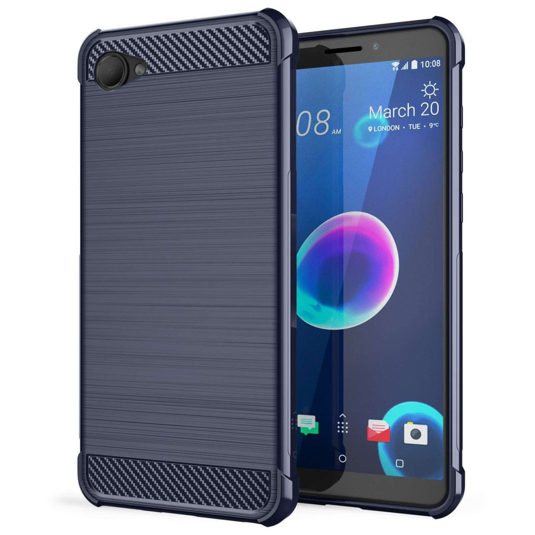 HTC Desire 12 Carbon Anti Fall TPU Case - Blue - Mobile Madhouse