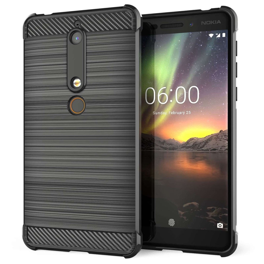 Nokia 6 (2018) Carbon Anti Fall TPU Case - Black - Mobile Madhouse