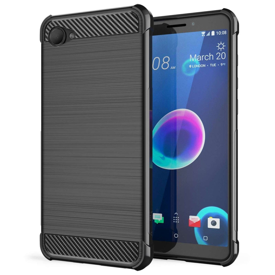 HTC Desire 12 Carbon Anti Fall TPU Case - Black - Mobile Madhouse