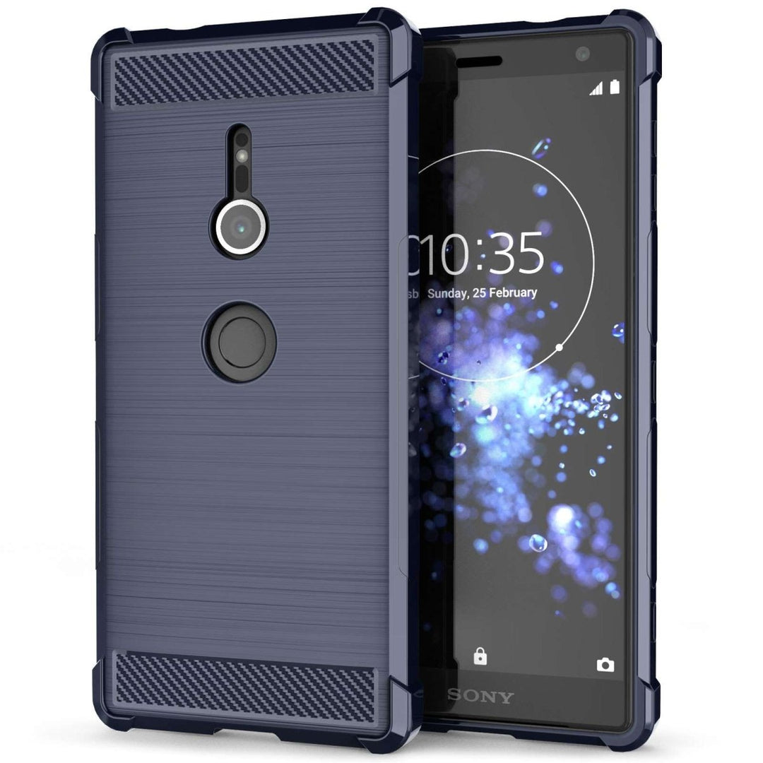 Sony Xperia XZ2 Carbon Anti Fall TPU Case - Blue - Mobile Madhouse