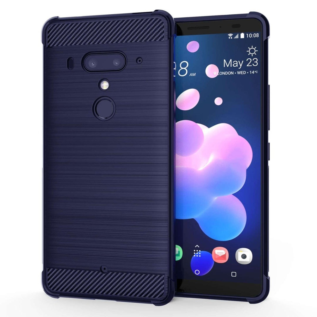 HTC U12 Carbon Anti Fall TPU Case - Blue - Mobile Madhouse