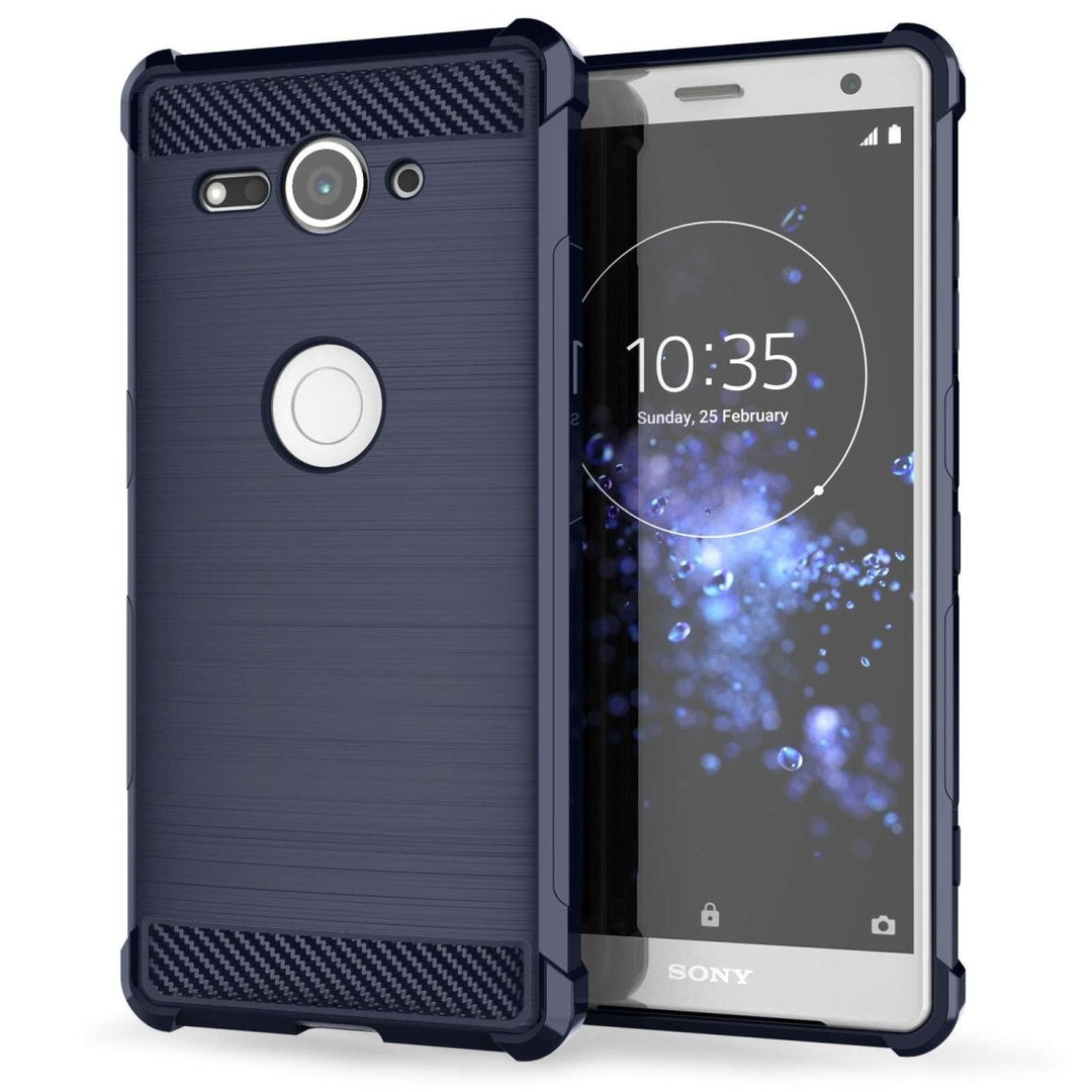 Sony Xperia XZ2 Compact Carbon Anti Fall TPU Case - Blue - Mobile Madhouse