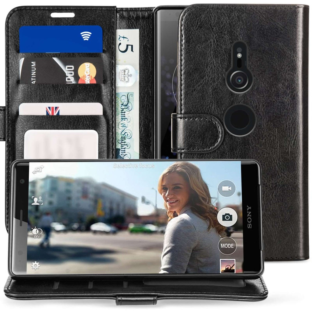 Sony Xperia XZ2 PU Leather ID Stand Wallet - Black - Mobile Madhouse