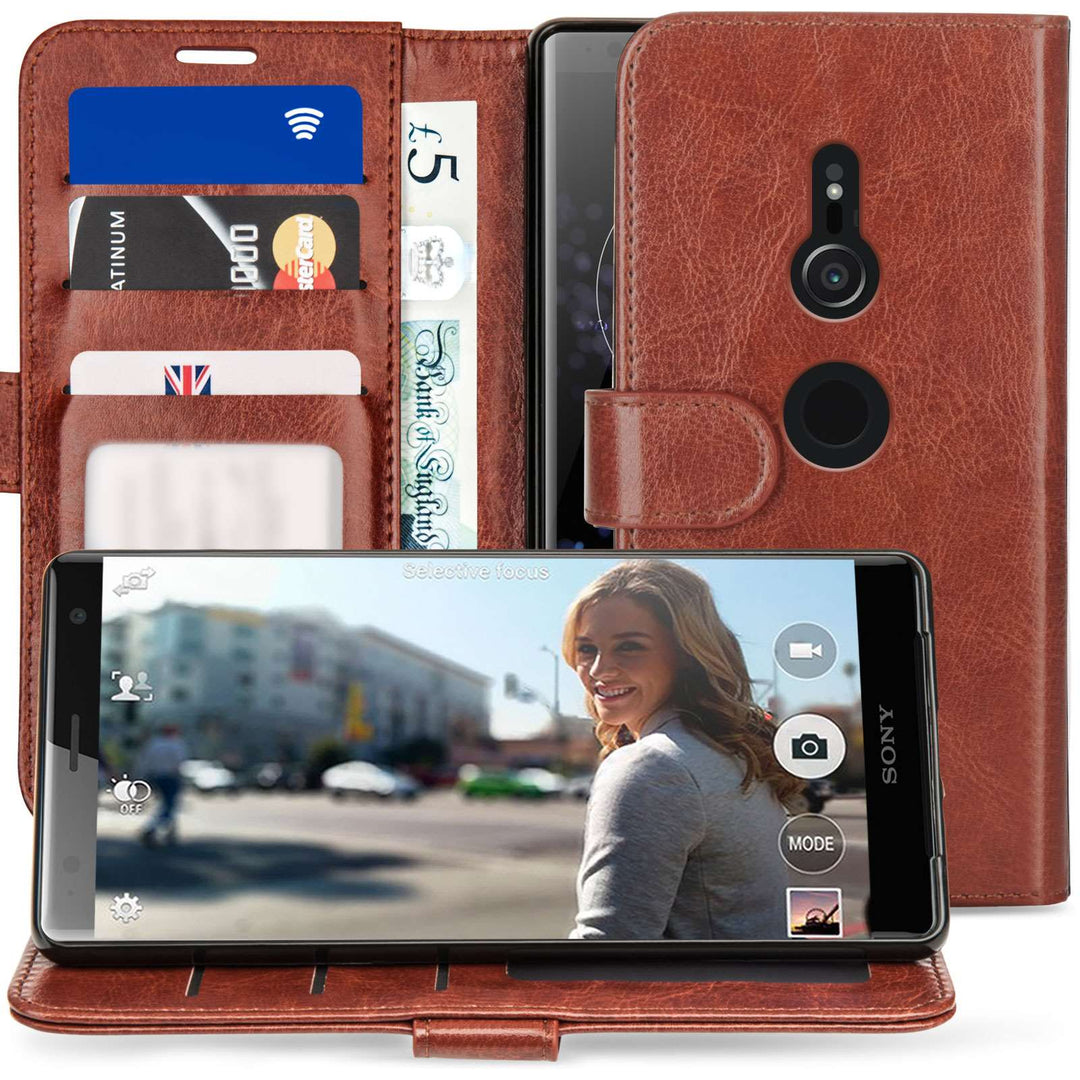 Sony Xperia XZ2 PU Leather ID Stand Wallet - Brown - Mobile Madhouse