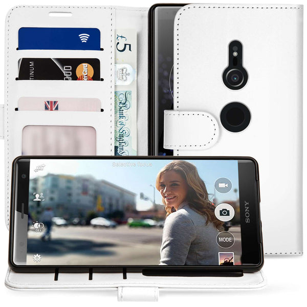 Sony Xperia XZ2 PU Leather ID Stand Wallet - White - Mobile Madhouse