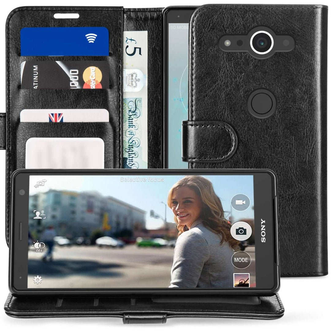 Sony Xperia XZ2 Compact PU Leather ID Stand Wallet - Black - Mobile Madhouse
