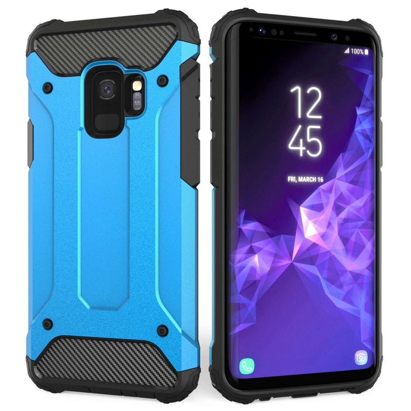 Samsung Galaxy S9 Armoured Shockproof Carbon Case - Sky Blue - Mobile Madhouse