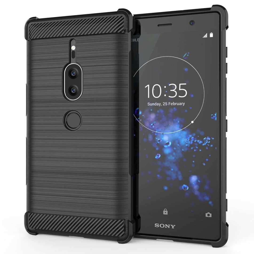 Sony Xperia XZ2 Premium Carbon Anti Fall TPU Case - Black - Mobile Madhouse