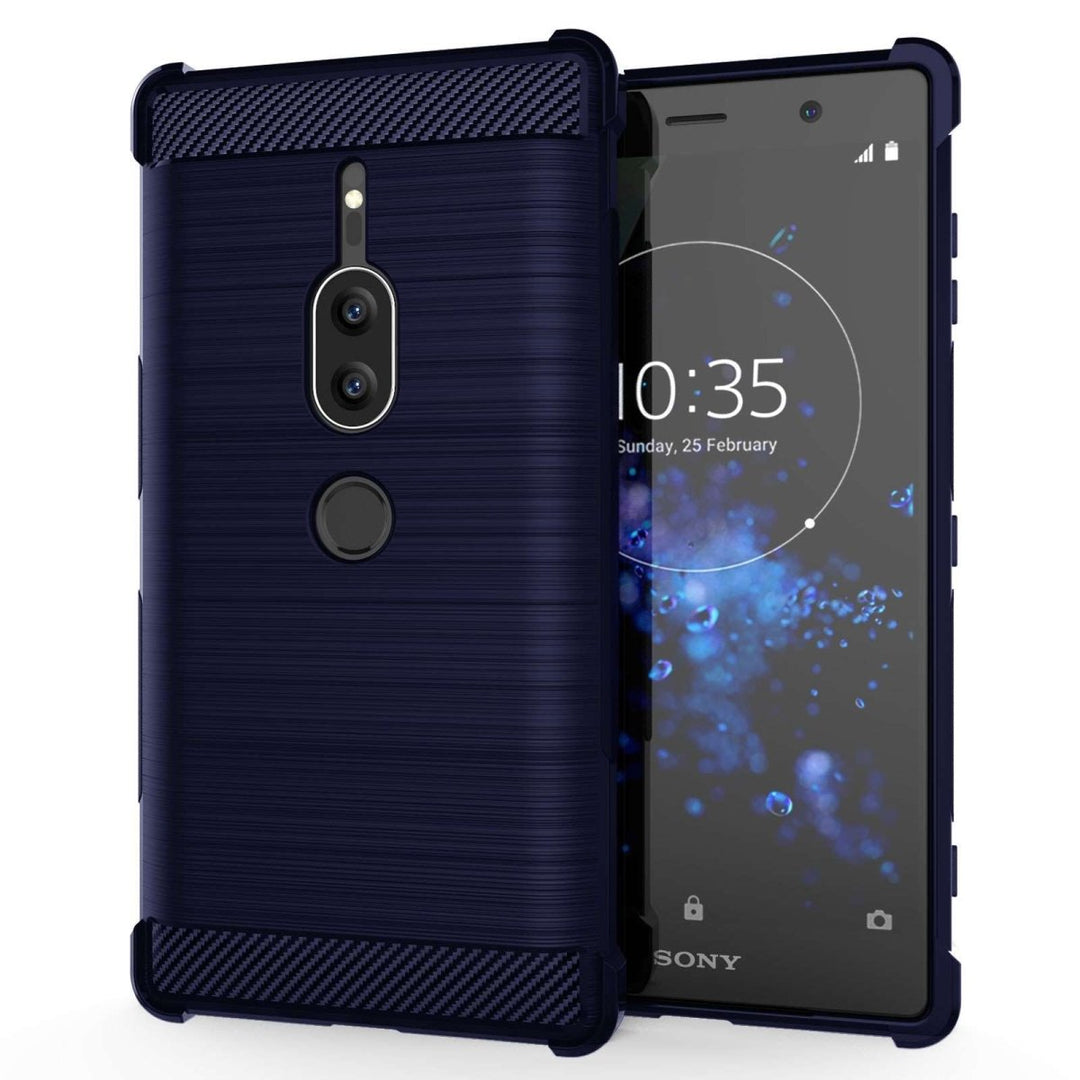 Sony Xperia XZ2 Premium Carbon Anti Fall TPU Case - Blue - Mobile Madhouse