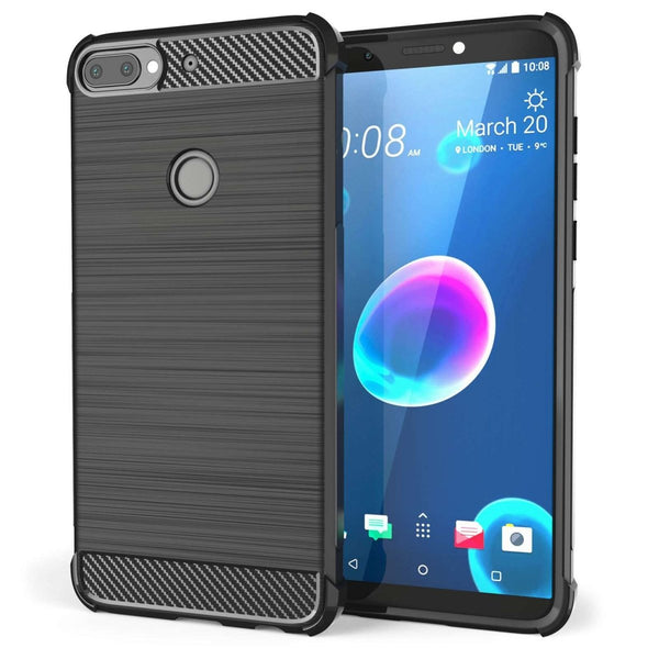 HTC Desire 12 Plus Carbon Anti Fall TPU Case - Black - Mobile Madhouse
