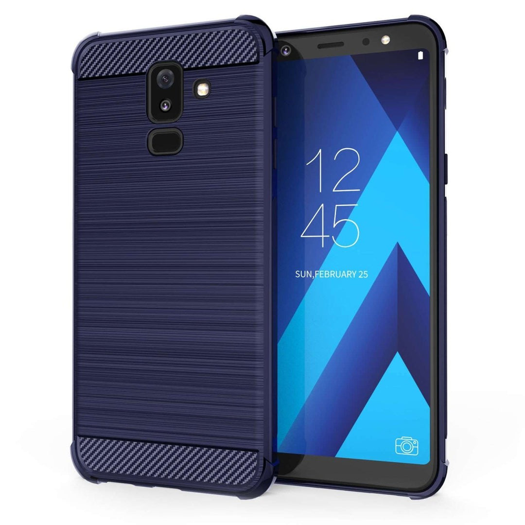 Samsung Galaxy A6 Plus (2018) Carbon Anti Fall TPU Case - Blue - Mobile Madhouse