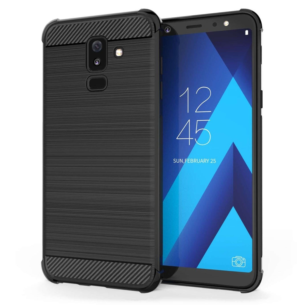 Samsung Galaxy A6 Plus (2018) Carbon Anti Fall TPU Case - Black - Mobile Madhouse