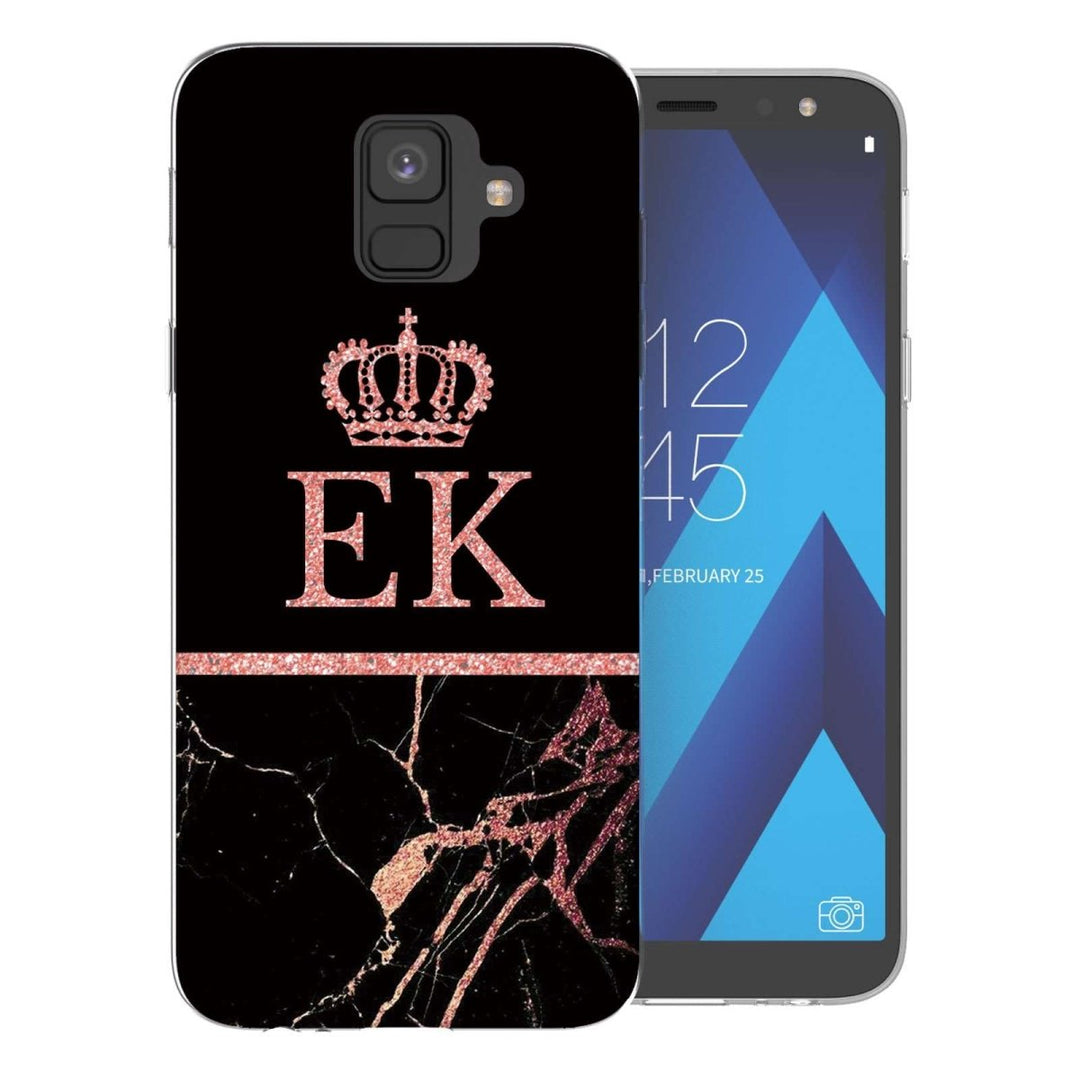 Samsung A6 (2018) Black & Pink Marble Personalised TPU Gel Case - Mobile Madhouse