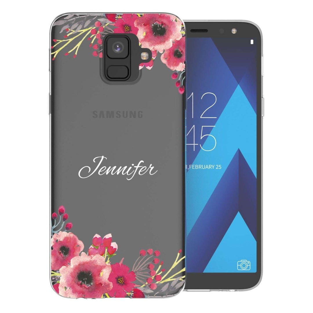 Samsung A6 (2018) Clear Floral Personalised TPU Gel Case - Mobile Madhouse
