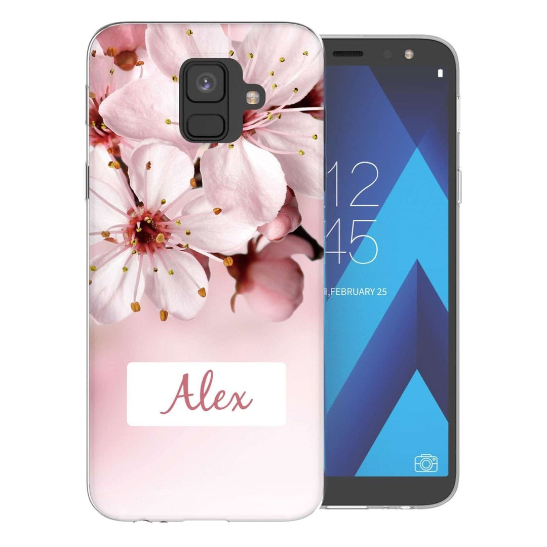 Samsung A6 (2018) Light Pink Floral Personalised TPU Gel Case - Mobile Madhouse