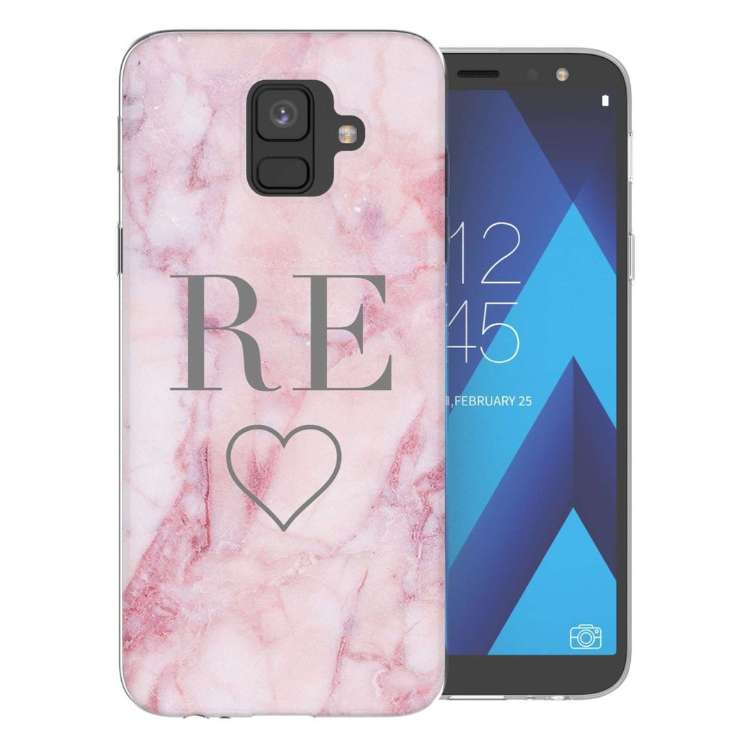 Samsung A6 (2018) Pink Marble Heart Personalised TPU Gel Case - Mobile Madhouse